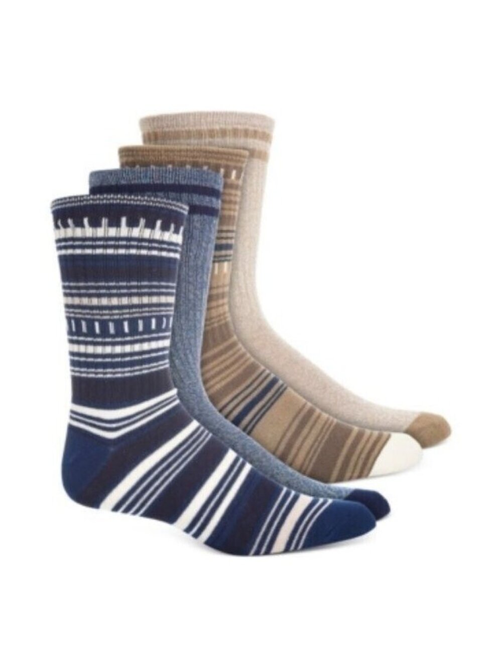 SUN STONE Men's 4 Pack Assorted Striped Stretch Ribbed Casual Crew Socks 7-12